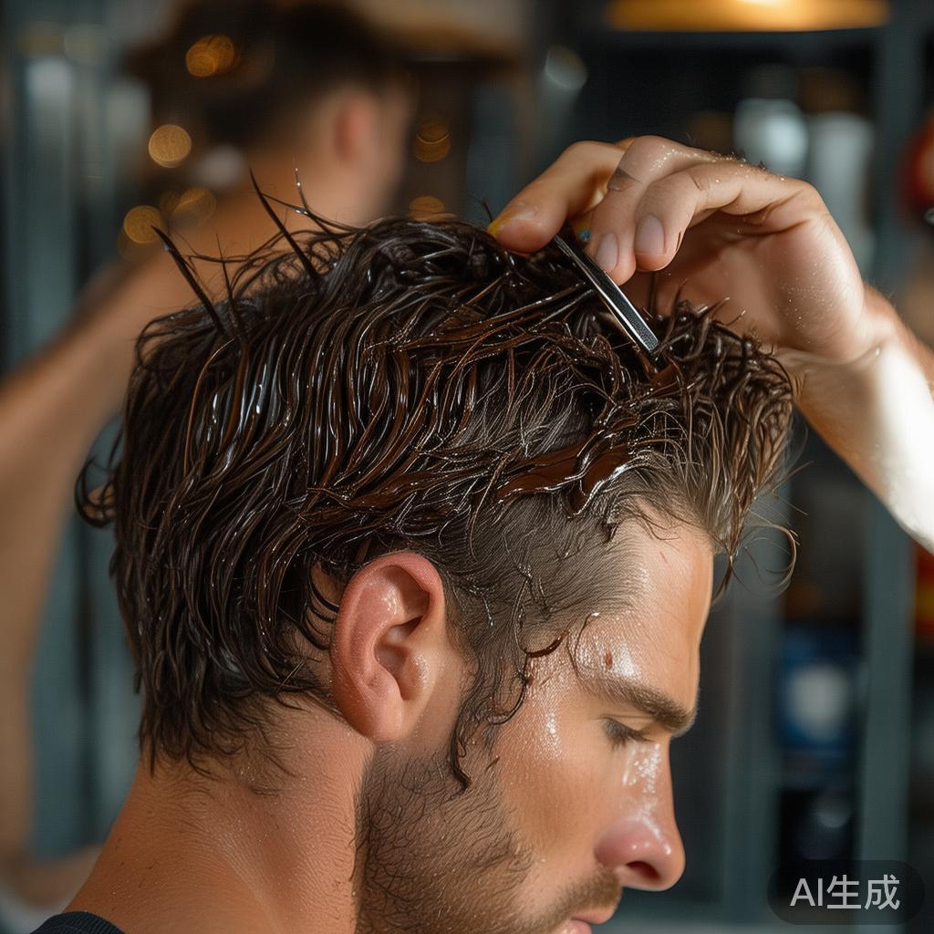 第三，使用造型产品。发蜡或发泥是塑造体育男大发型的